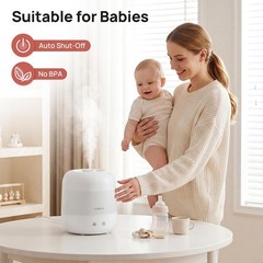 Ultra-Quiet 2L Essential Oil Humidifier with BPA-Free Design & Night Light
