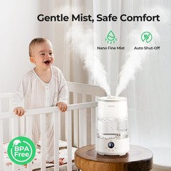 3.6L Cool Mist Humidifier for Large Rooms, Bedroom, Office, Easy Clean, BPA-Free