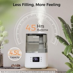 4.5L Warm and Cool Mist Ultrasonic Humidifier for Bedroom Large Room Top Fill