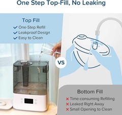Humidificadores de 6 l para dormitorio, vapor caliente y frío inteligente para..