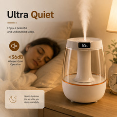 3L Smart Ultrasonic Cool Mist Humidifier USB QuietAir Humidifier Digital Display