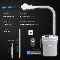 19L Large DIY Humidifier Kit for Plants & Mushrooms 2-Fogger, Double Mist | I…