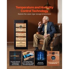 Electric Humidor Cabinet 105L 1000 Count Compressor Cooling Humidity Control
