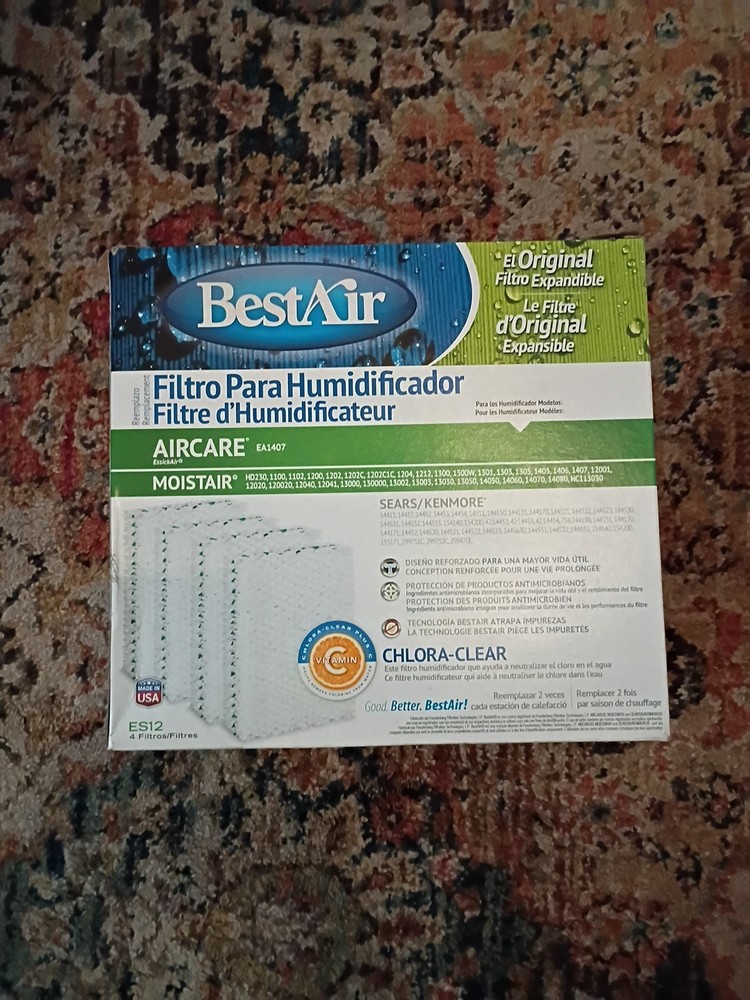 BestAir ES12 Extended Life Humidifier Replacement Paper Wick Filters 4-Pack