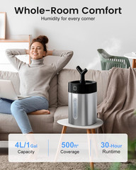 Stainless Steel 4L Cool Mist Humidifier, Easy Clean for Home & Nursery