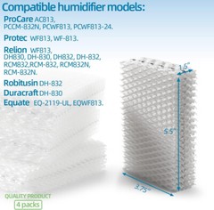 4 Pcs WF813 Humidifier Wick Filters Compatible with Relion Relion RCM832 RCM832N