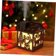 Christmas Wooden House Humidifier – 240ml Cool Mist Mini Dark Wood Grain