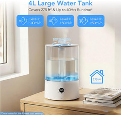 Humidificador Ultrasónico 4L con Control Inteligente Luz LED y 3 Niveles
