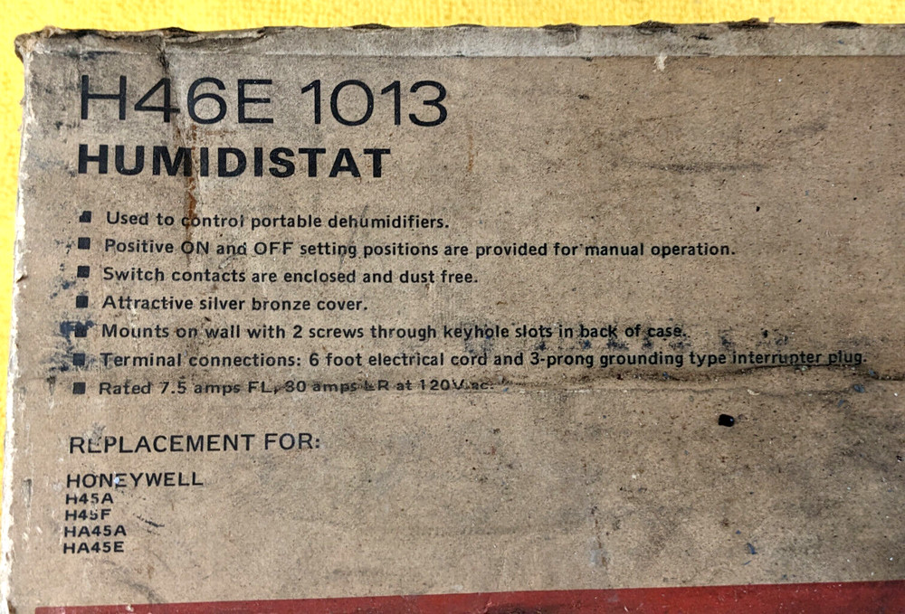 Honeywell H46E1013 H46E Humidifier Controller Humidistat