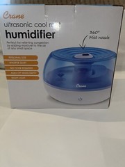Crane EE-5951 0.2 Gal. Ultrasonic Cool Mist Humidifier – Blue and White