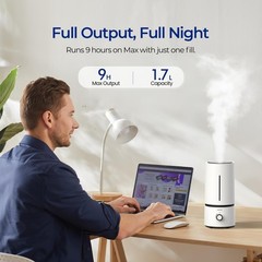 Elegant 1.7L Cool Mist Ultrasonic Humidifier – Quiet for Nursery & Bedroom