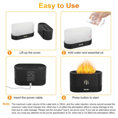 180Ml Flame Air Humidifier Essential Oil Diffuser, 3D USB 7 Color Light Aroma D