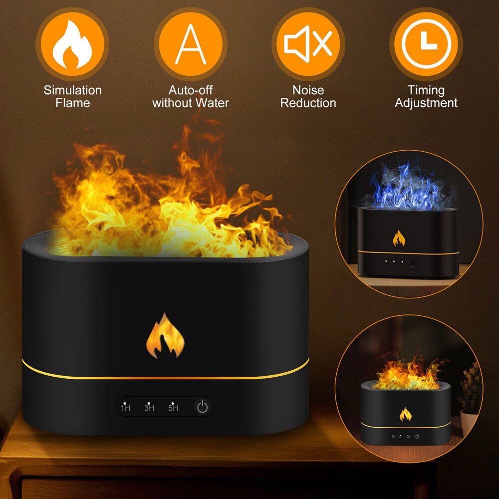 250ml LED Flame Essential Oil Diffuser Aroma Air Humidifier Bedroom Aromatherapy