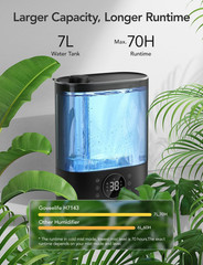 7L Humidifiers for Bedroom, Smart Top-Fill Cool & Warm Mist Humidifier Large Roo
