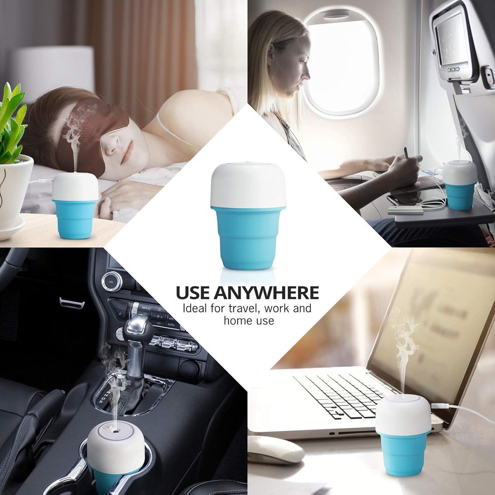 Tikaton Portable Humidifier with Collapsible Water Tank USB Powered Cool Mist US