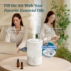LEVOIT Humidifier Bedroom Quiet 3L Water Tank Cool Mist/Top Fill/Esse