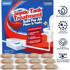 Septic Tank Treatment – 1 Year Supply of Dissolvable Live Bacteria Packets – 12