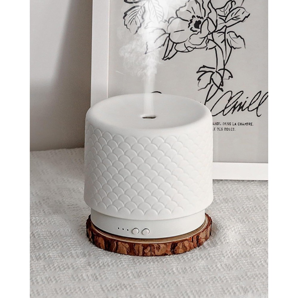 Essential Oil Diffuser -280ml Ceramic Diffuser, 2.4MHz Cool Mist Humidifier