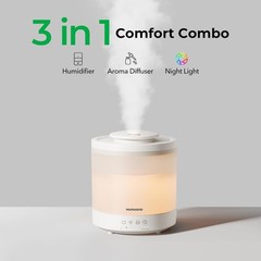Quiet 1.5L Top Fill Humidifier Set with Auto Shut Off & Aromatherapy Features