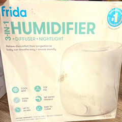Frida 3-in-1 Cool Mist Top Fill Humidifier Diffuser Night Light, White
