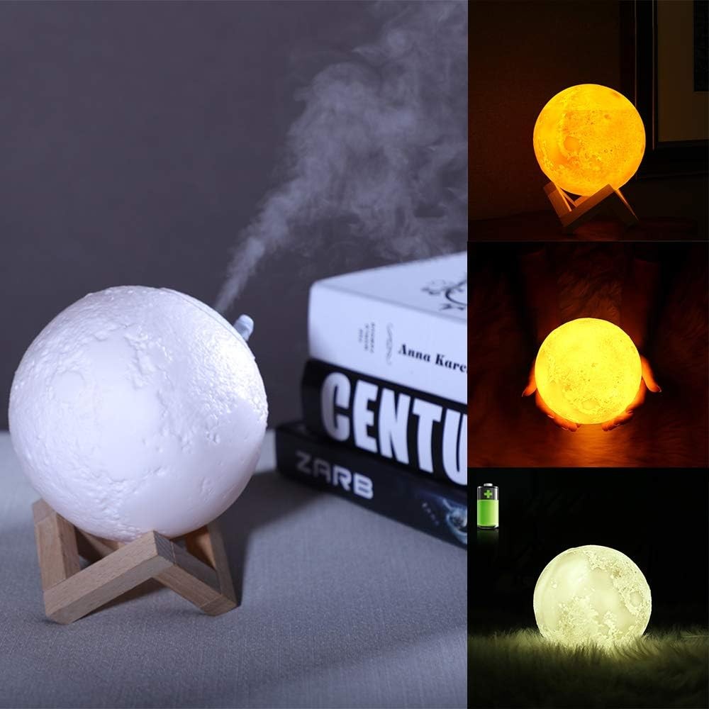 880ml 3D Moon Lamp USB Air Humidifier Aroma Mist Diffuser Purifier Night Light