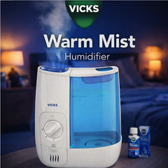 Vicks Warm Mist Humidifier VWM845 1 Gallon Filterless White Blue New