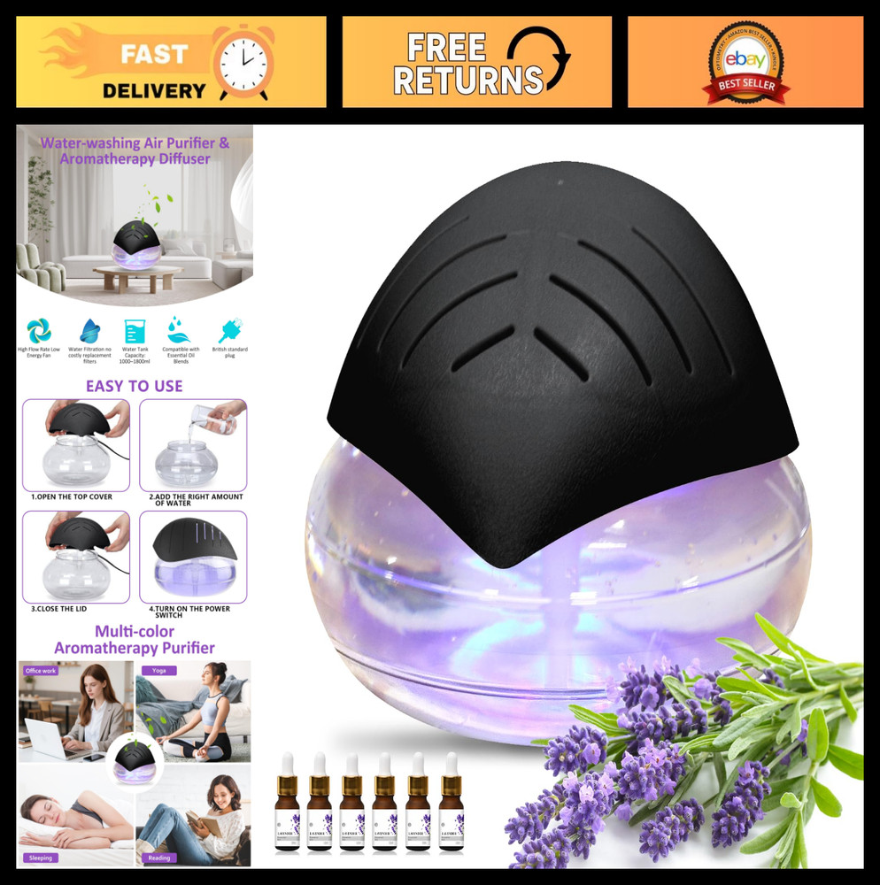 Water Filter Air Washer & Purifier for Home/Office, Essential Oil Diffuser, LED