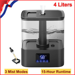 4L Top Fill Humidifiers, 15H Runtime 3 Mist Levels, 8H Timer, Essential Oil Tray