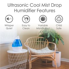 Ultrasonic Cool Mist Humidifier for Bedroom, Nursery, Kids Room, Office – 1 Gall