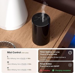 Airversa Waterless Diffuser for Essential Oil, Battery Operated Black-1pc