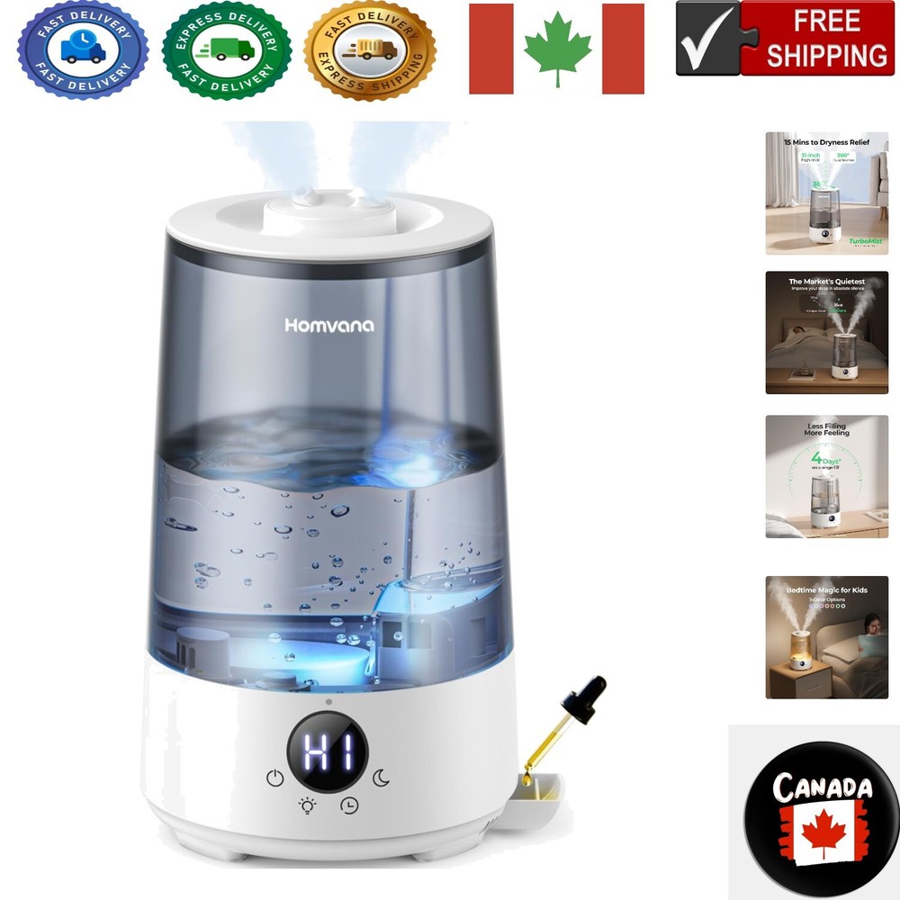 Quiet Top-Fill Cool Mist Humidifier for Large Rooms – Ideal for Babies & Plants
