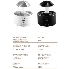 Creative Raindrop Humidifier and Essential Oil Diffuser with Colorful Lights