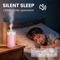 Humidifiers, Humidifier for Bedroom, Can Air Humidifier, 260ml, Pink