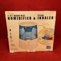 Crane 2-in-1 Warm Mist Humidifier & Steam Inhaler 0.5gal EE-5202 Blue & White