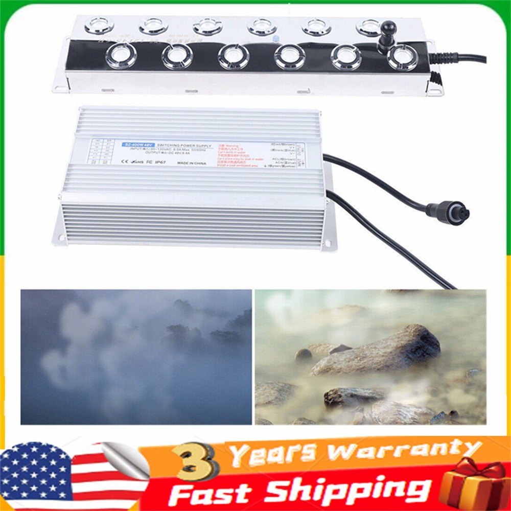 12 Head Ultrasonic Mist Fog Maker Pond Fogger Machine for Hydroponics Landscape