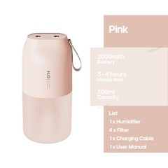 Portable Double Mist Air Humidifier 300ml Cold Mist Diffuser 2000mAh C