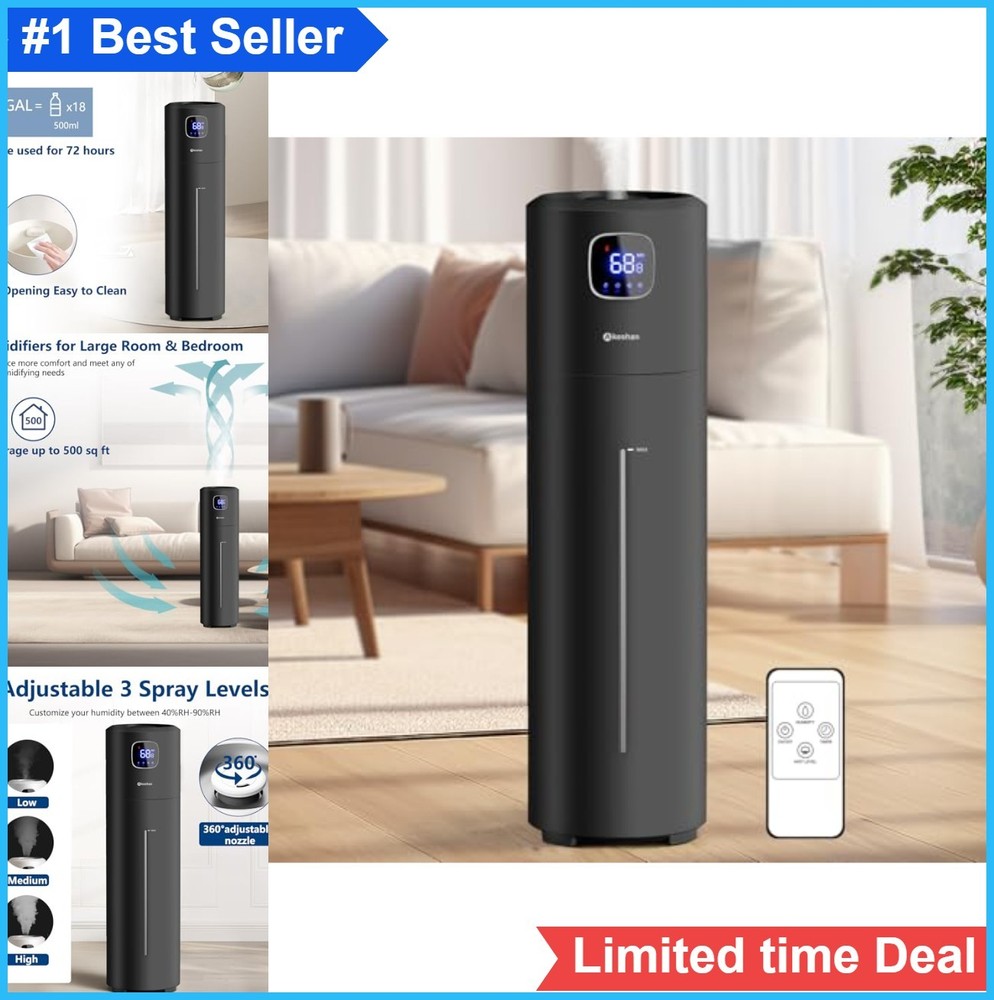 Humidifier 9L Ultrasonic Cool Mist Quiet Tower 350ML/H Top Fill Remote Control