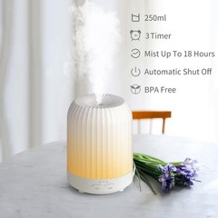 250ML Essential Oil Diffuser for Bedroom Quiet for Home w/ 7 LED Colors Timer US