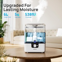 CHIVALZ YZY6001-KC 6L White Cool Mist Humidifier – 26dB Quiet, Nightlight, 50
