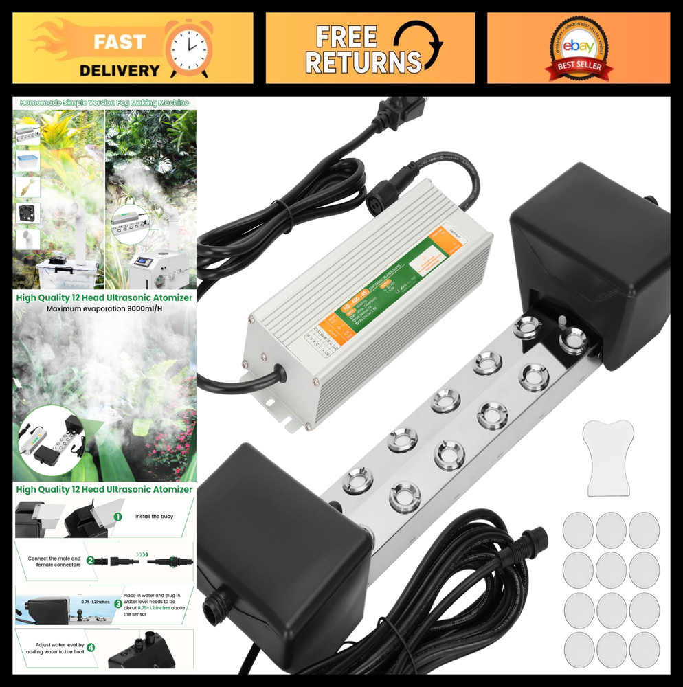 12 Head Ultrasonic Mist Maker, 400W Waterproof Fog Humidifier, Atomizer for Plan
