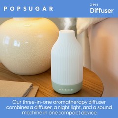 POPSUGAR 3-in-1 Aromatherapy Essential Oil Diffuser for Rooms and Home, White