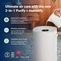 BLUEAIR 2-In-1 Purify + Humidify: Air Purifier and Humidifier with Hepasilent™ a