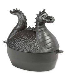 Plow & Hearth Dragon Wood Stove Steamer | Cast Iron Fireplace Large, Black