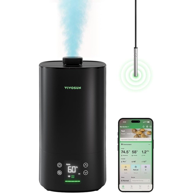 Ultrasonic Humidifier Smart Control Whisper-Quiet Plant Friendly Adjustable Mist