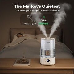 Cool Mist Humidifier 3.6L Top-Fill, Quiet 23dB, Baby & Plant Diffuser, BPA Free