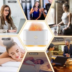 PLUWEL Flame Diffusers for Essential Oils Large Room-Upgraded 300ML Aroma Black