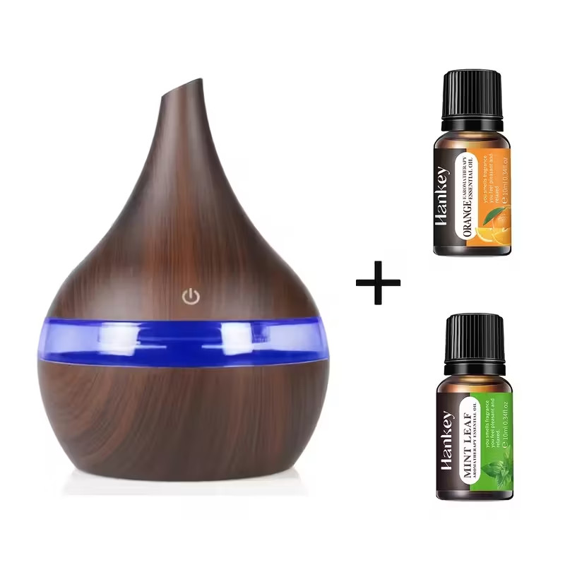 USB Home Humidifier & Aroma Diffuser 10.14oz with 7 LED Lights & 2 Essential Oil