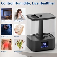 Top Fill Humidifiers for Bedroom & 60H Runtime Cool Mist Humidifier 3 Mist Level
