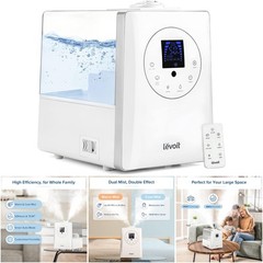 Large Room Humidifier 6L Warm Cool Mist Vaporizer White Built-in Sensor Timer