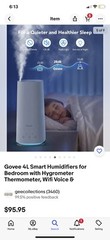 Govee 4L Smart Humidifiers for Bedroom with Hygrometer Thermometer, Wifi Voice &